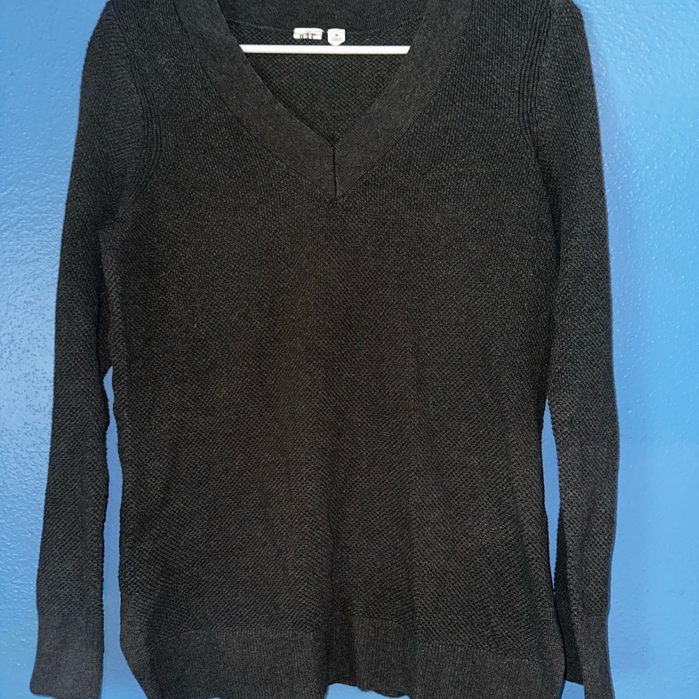 Women's Dark Green V-Neck Sweater